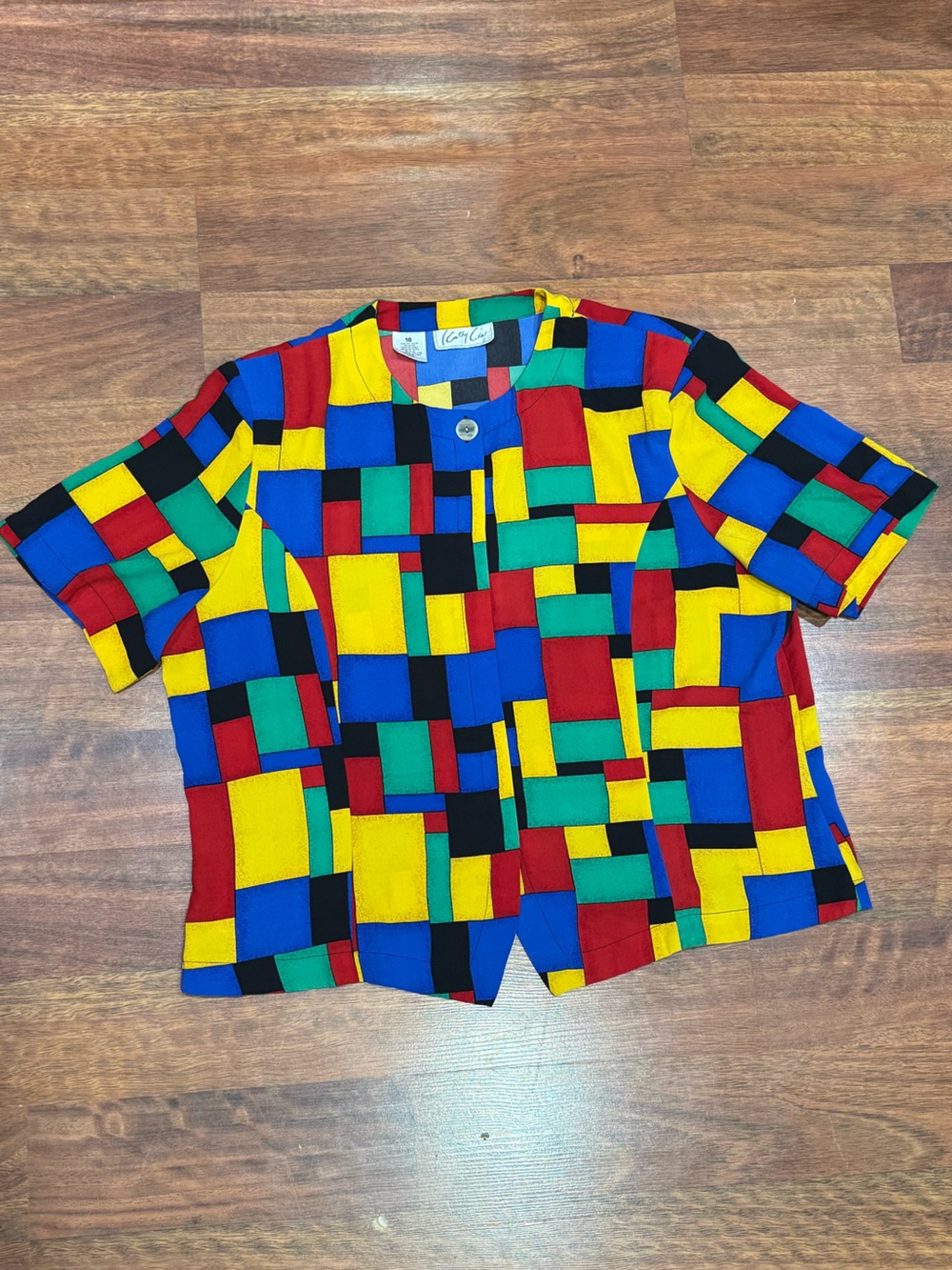 Kathy Che - Vintage - Colorblock Geometric Short-Sleeve Top - Multicolor